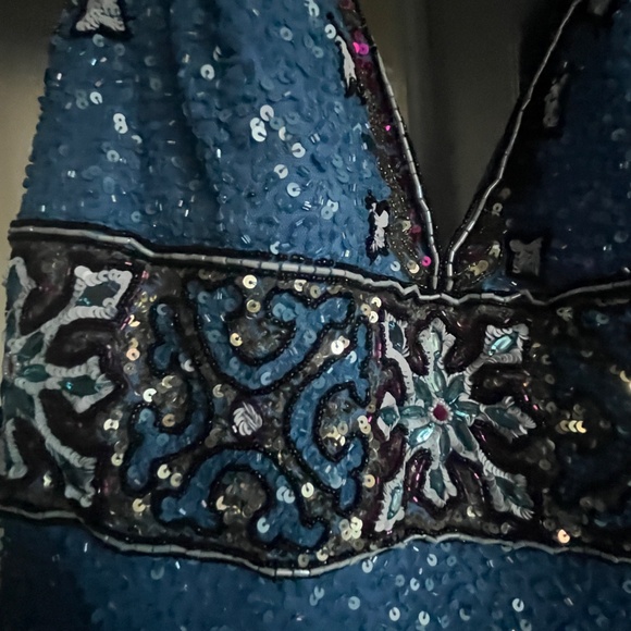 Jovani 09340 Blue Multi V Neck Embellished Cocktail Dress- Brand New with Tags - Picture 9 of 11